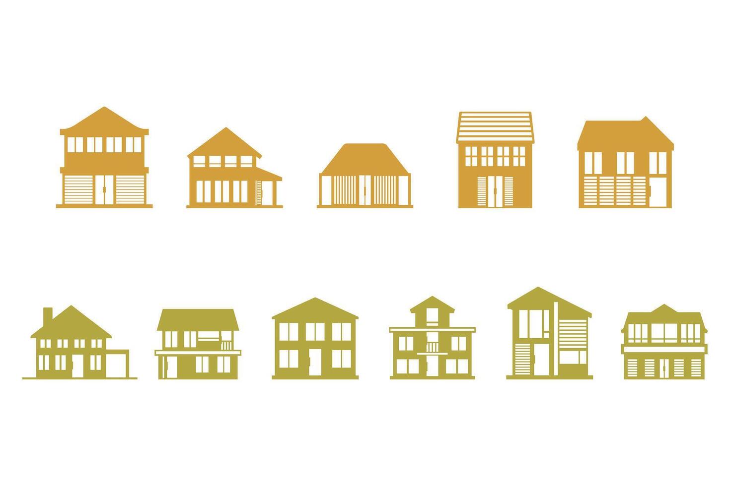 Collection of Modern House Building Silhouette Icon Set vector