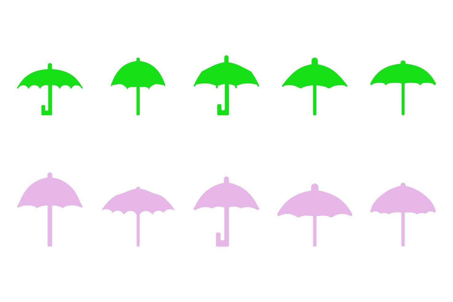 Variety of Simple Umbrella Silhouette Icon Set vector