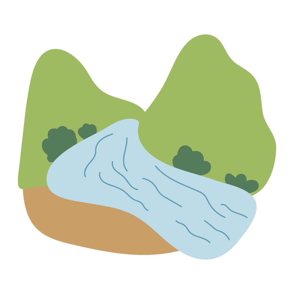 Cartoon Landscape with River and Mountains vector
