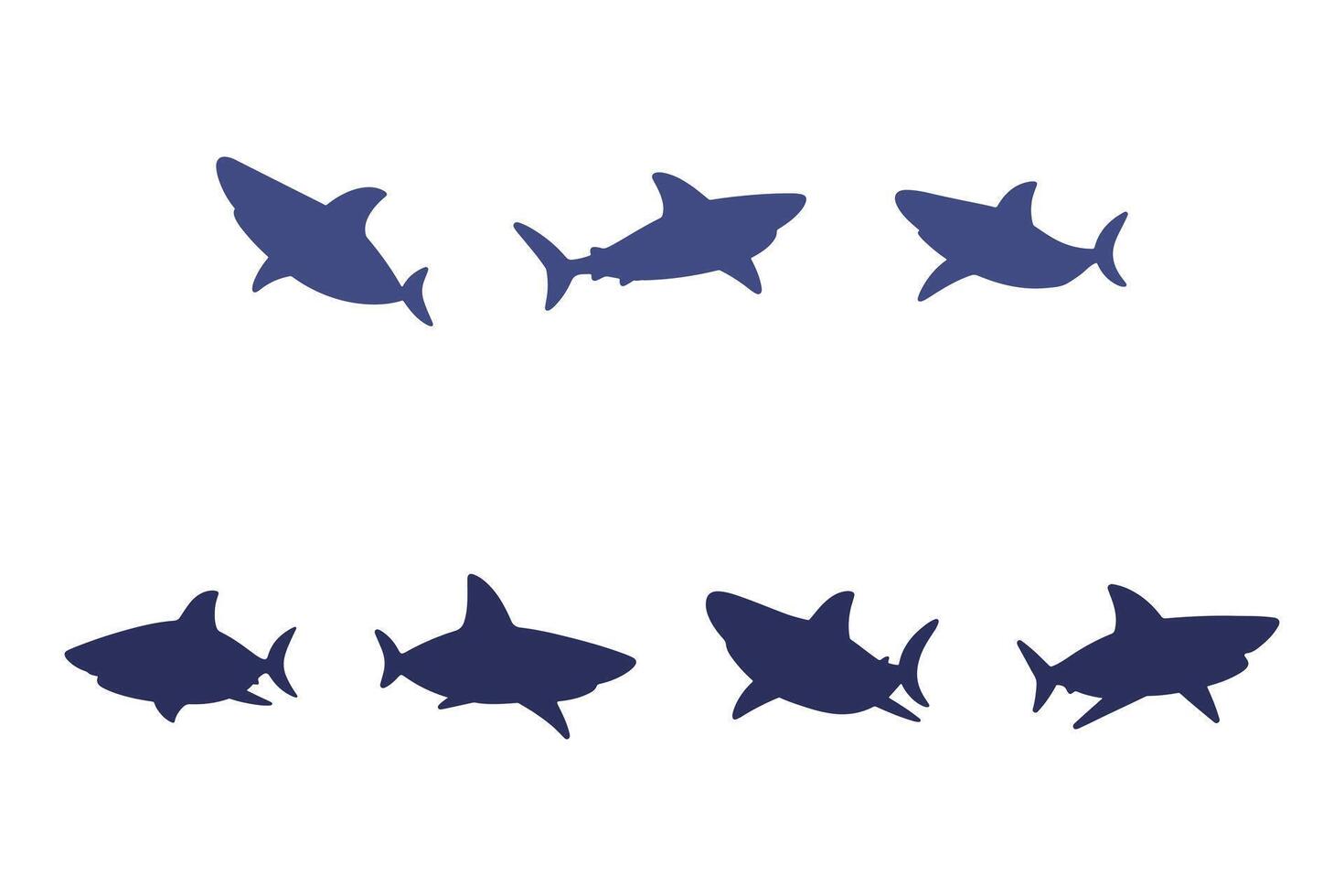 Shark Fish Silhouette Icon Set vector
