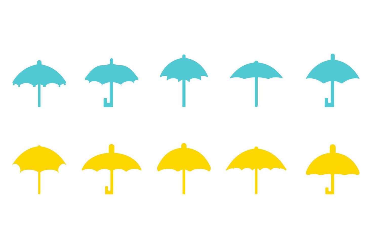 Collection of Simple Umbrella Silhouette Icon Set vector