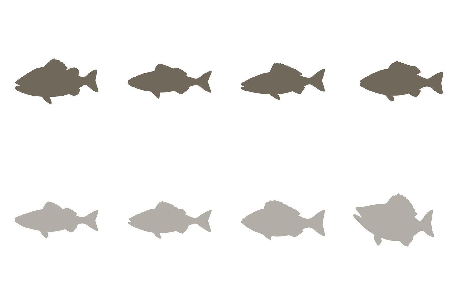 Haddock Fish Silhouette Icon Set vector