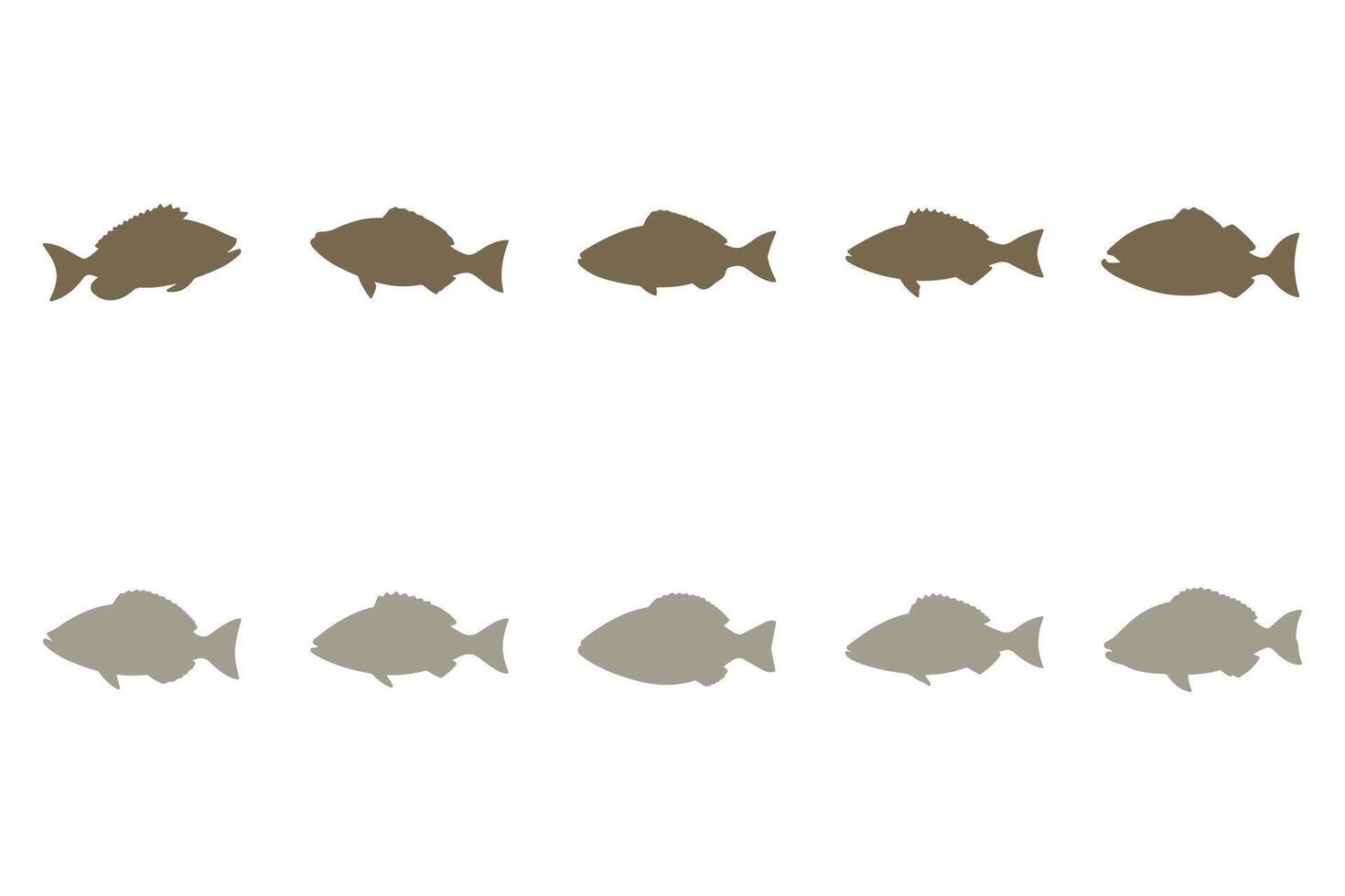 Halibut Fish Silhouette Icon Set vector