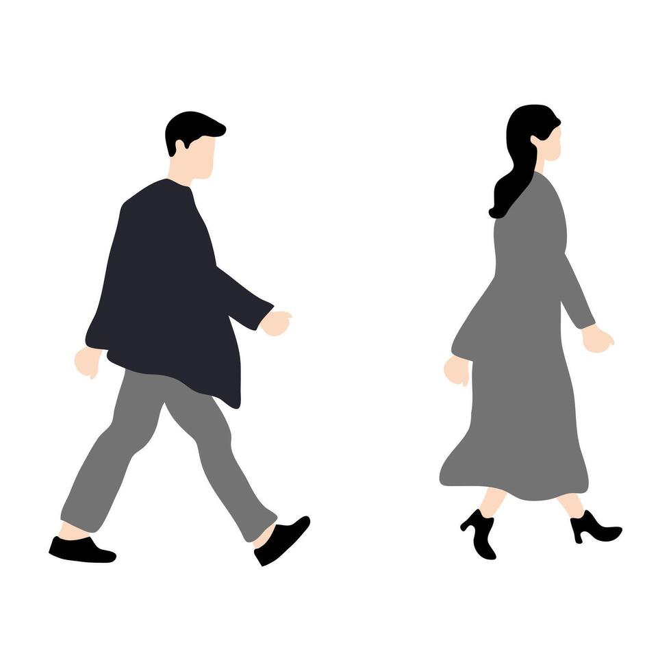 Stylized Illustration of People Walking vector
