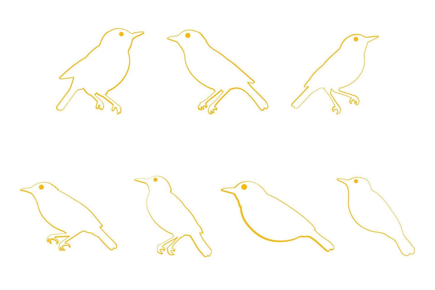 Warbler Bird Outline Icon Set. Animal Illustration Design vector