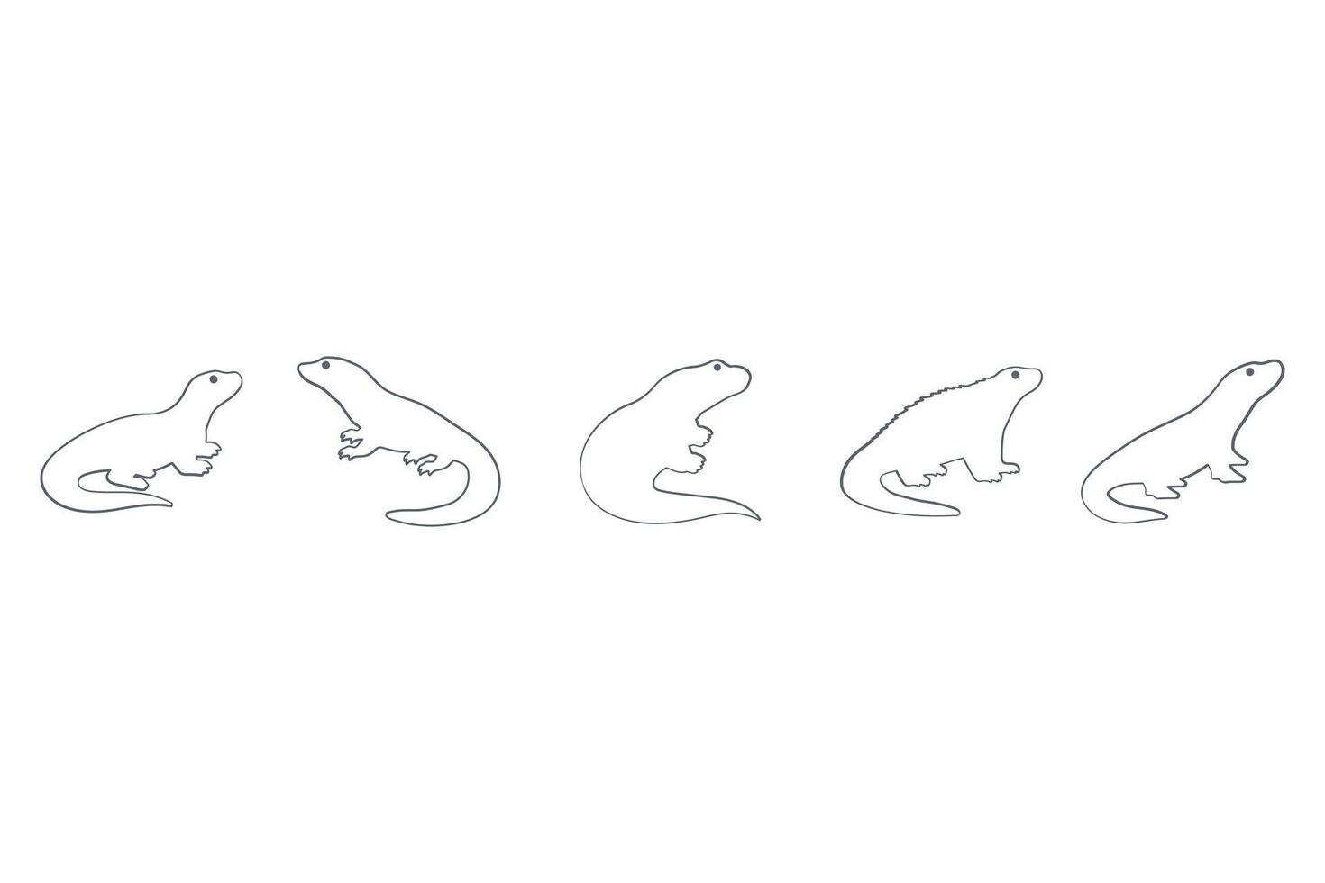Water Monitor Outline Icon Set. Animal Illustration Design vector