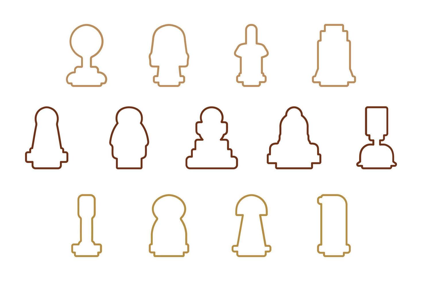 Collection of Stamp Tool Outline Icon Set vector