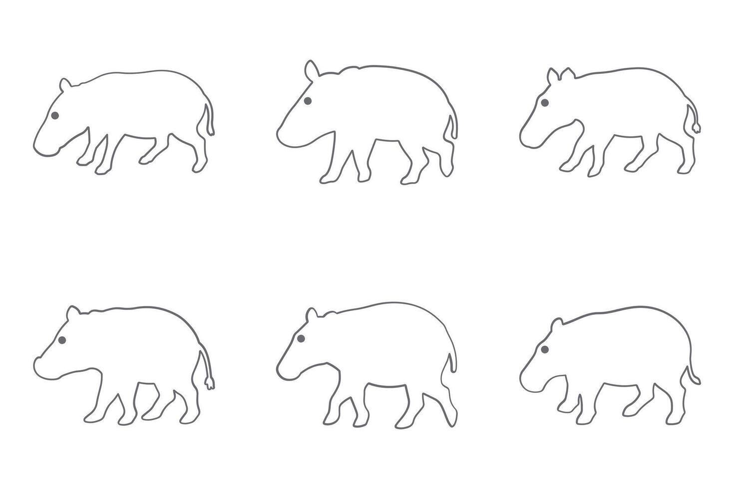 Tapir Outline Icon Set. Animal Illustration Design vector