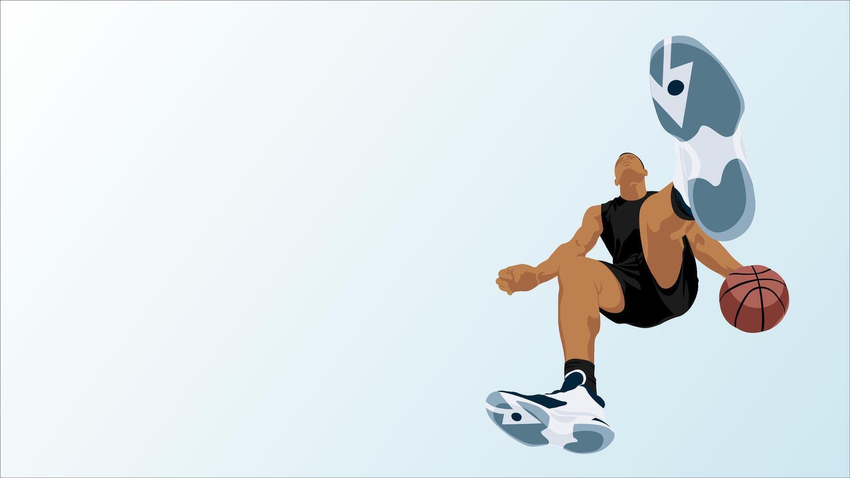Powerful Basketball Slam.Athlete Artwork in Action Pose.Clean background and strong motion lines emphasize the force and skill of the player. Ideal for sports branding and promotions vector