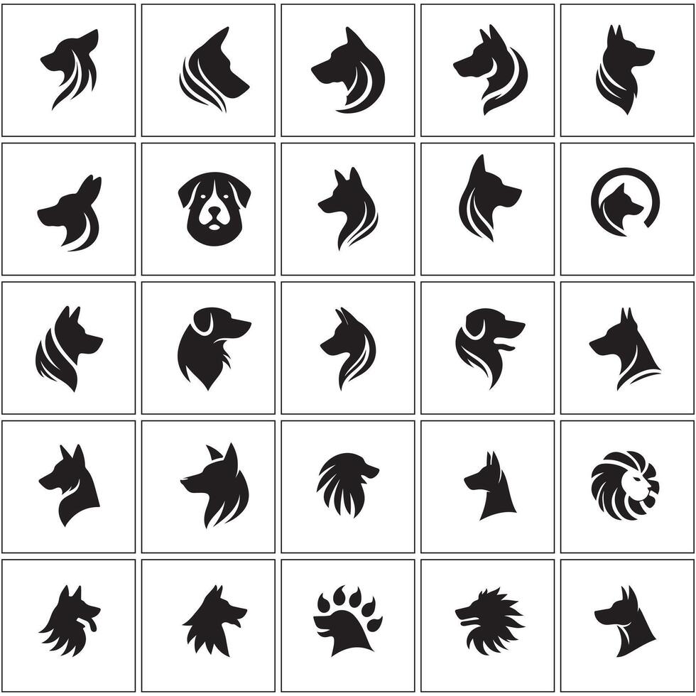 dog head icon set design on a white background vector