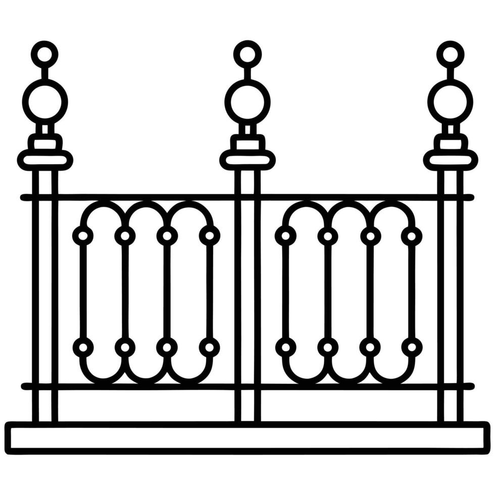 Creative black and white illustration of a fence vector