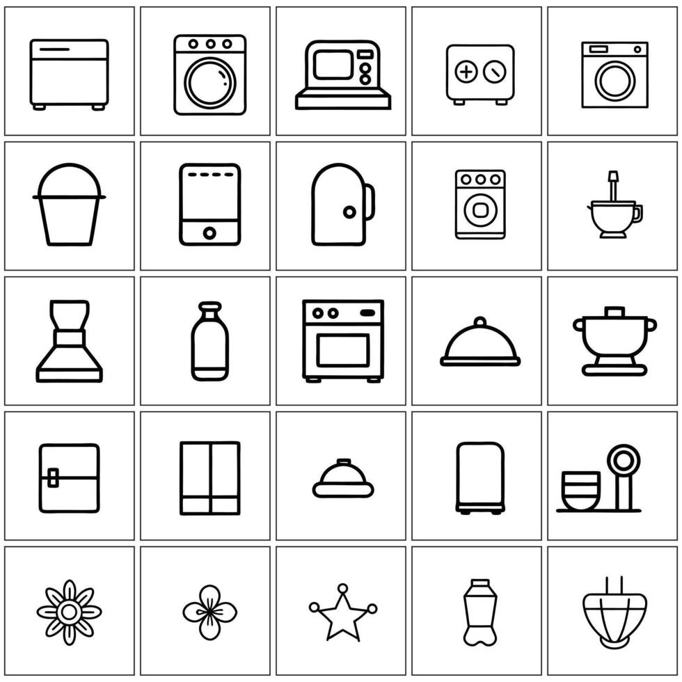 Creative set of icons for home appliances design on a white background vector