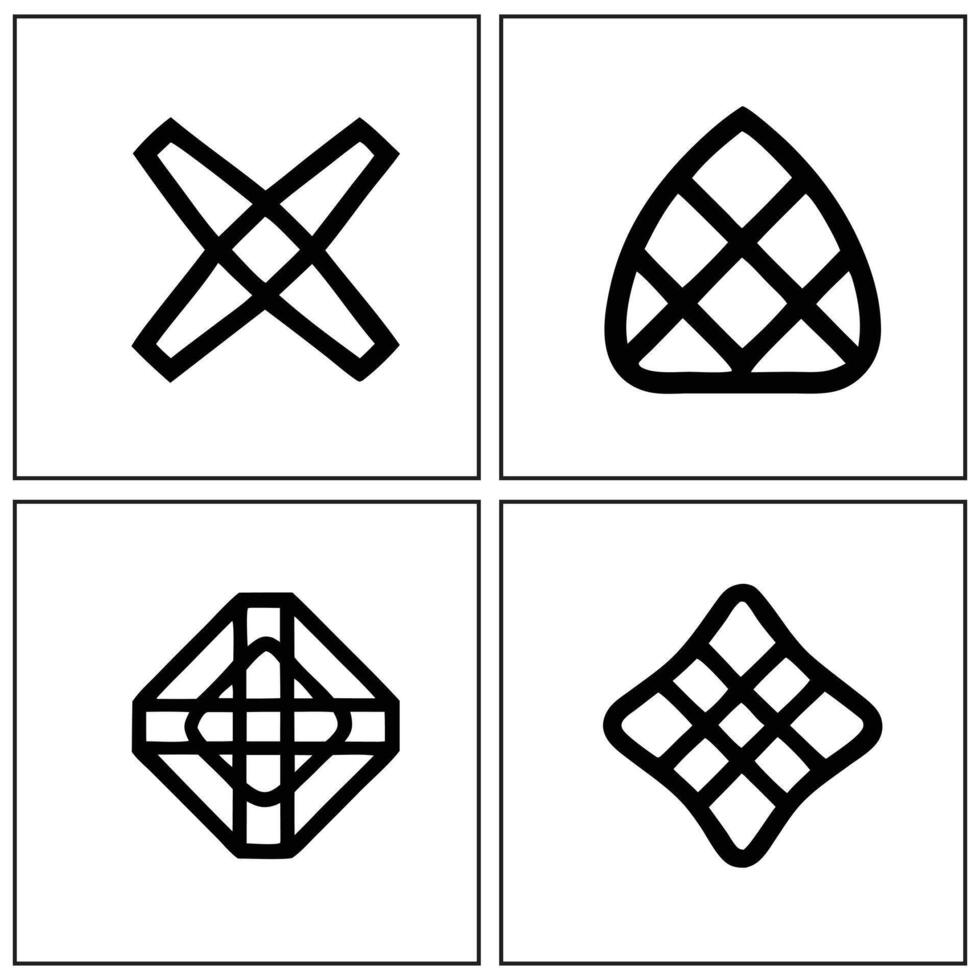 four different symbols of knots and crosses vector