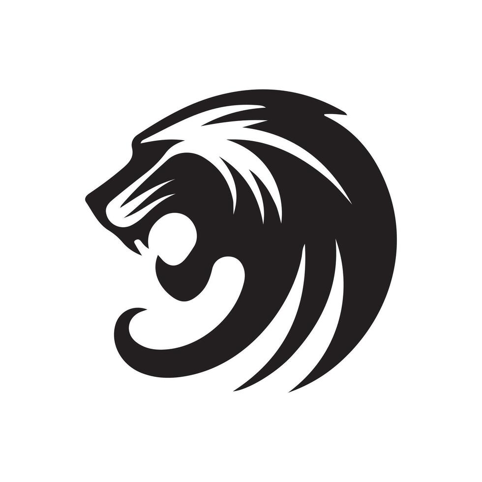 lion head logo design, black and white vector