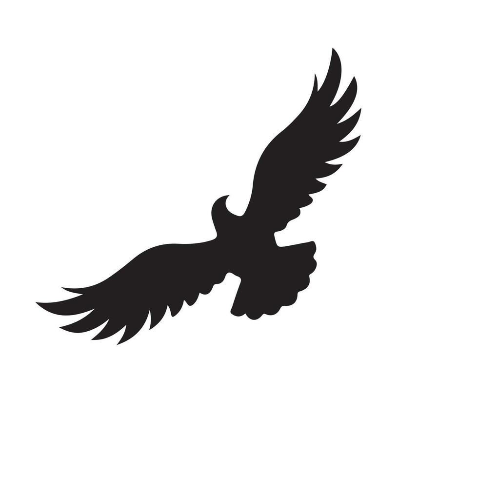 a black silhouette of an eagle flying in the air vector