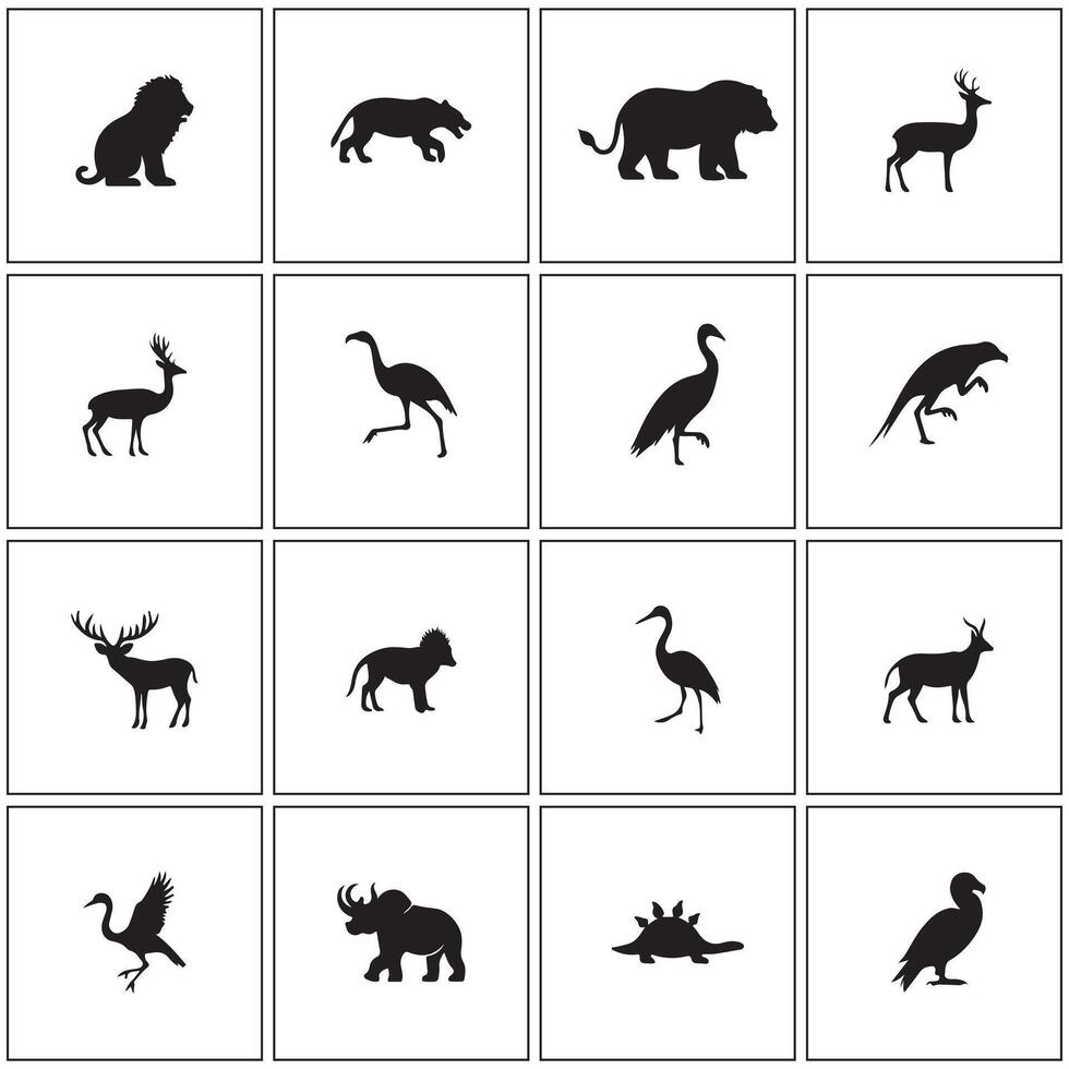 Creative wild animals icons set design on a white background vector