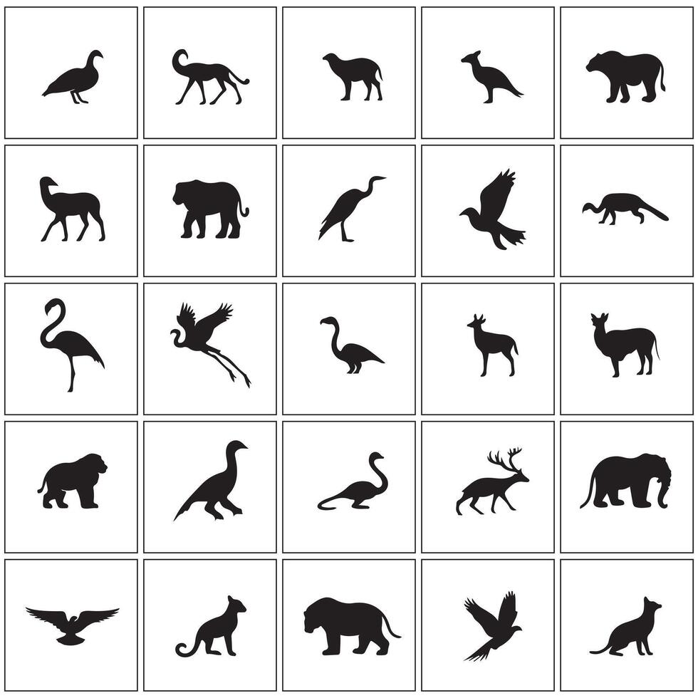 wild animals icons set design on a white background vector