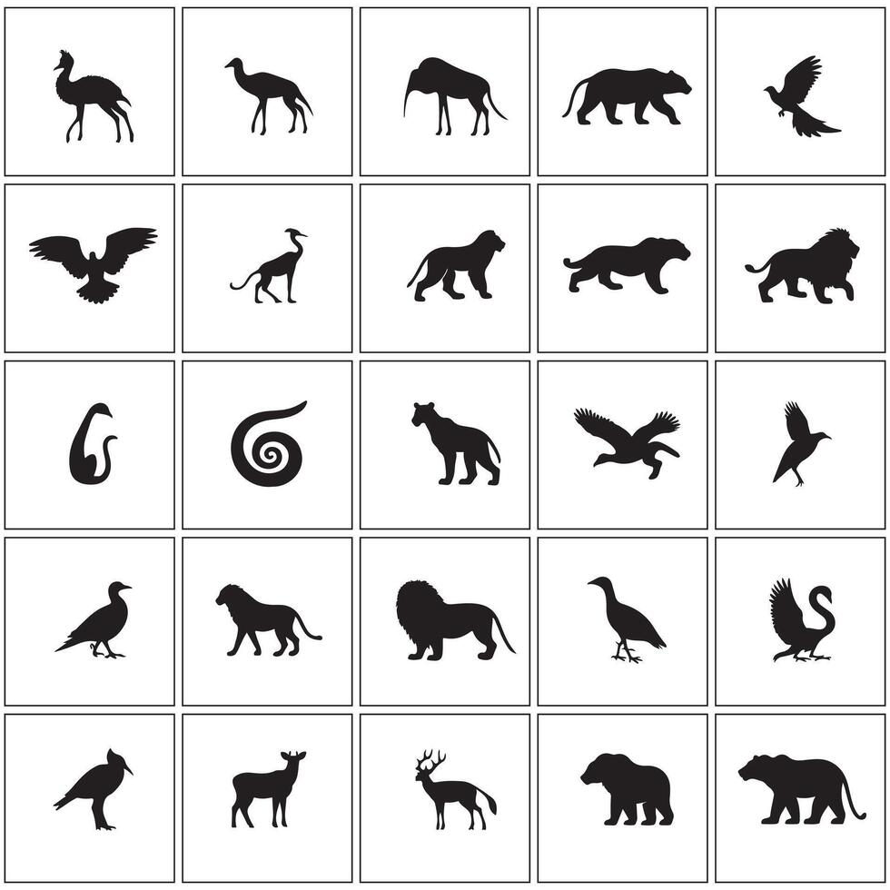 wild animals icons set design vector