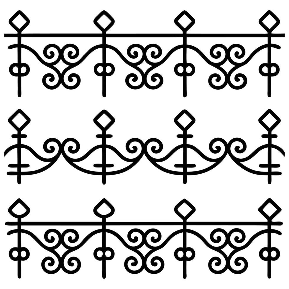 a set of decorative iron fence elements vector