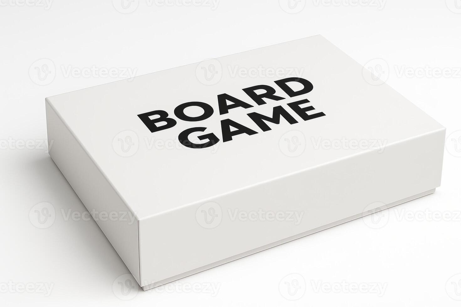White Rectangular Cardboard Box for Board Game with Matte Finish, Photorealistic Detail, and Clean Isolated White Background in Ultra High Resolution photo