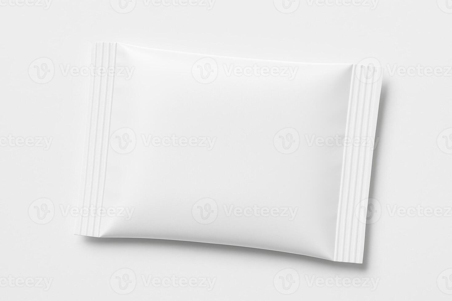 White Flat Pouch Packet for Sugar on Clean Isolated Background in Ultra High Resolution Photorealistic Studio Lighting Smooth Surface photo