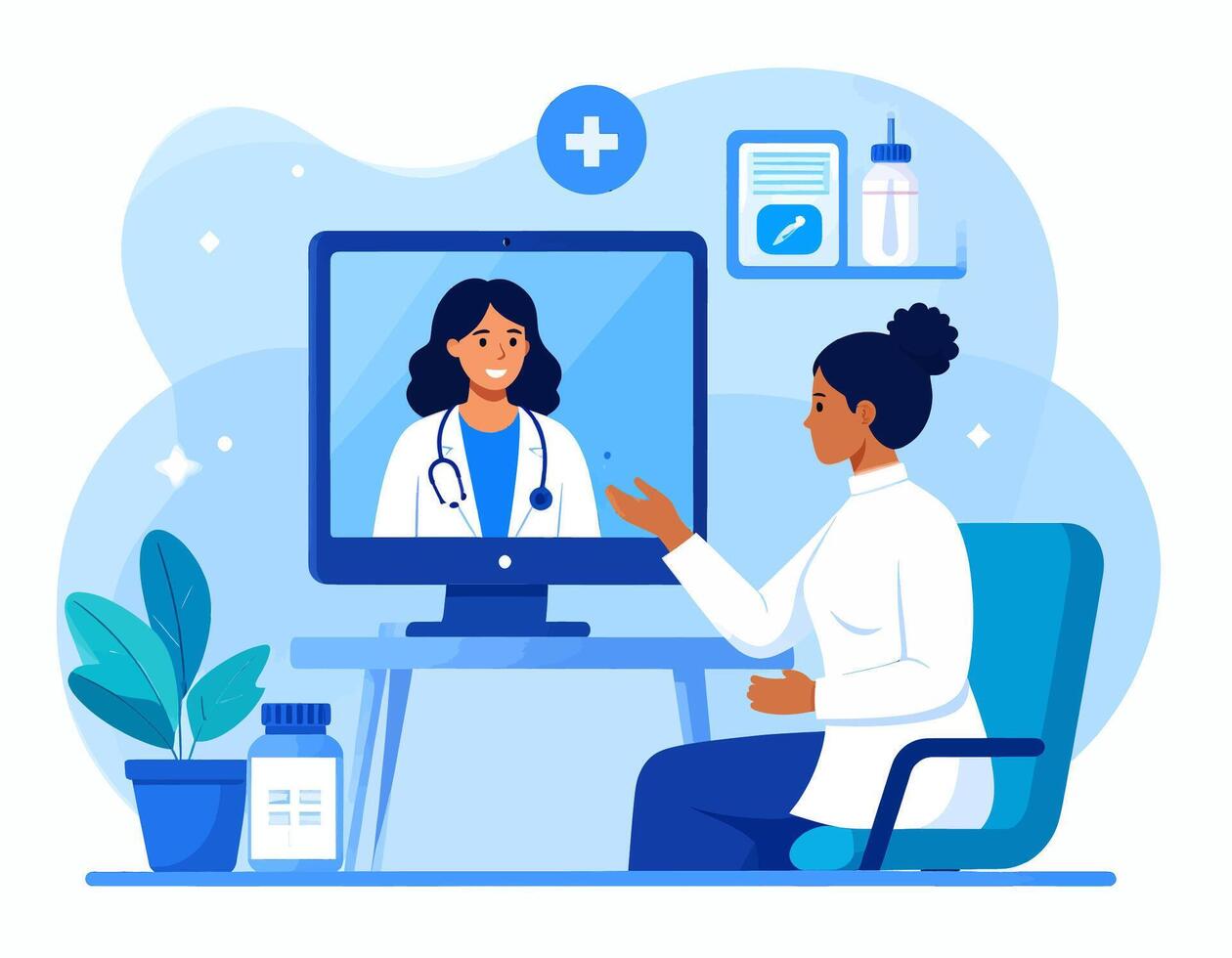 Telemedicine Consultation Doctor and Patient Call vector