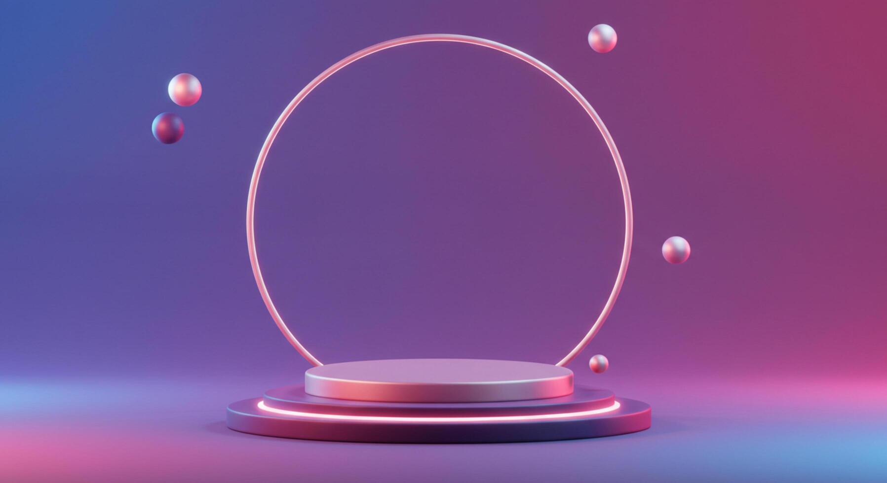 3d rendering of a round trophy on a purple background photo