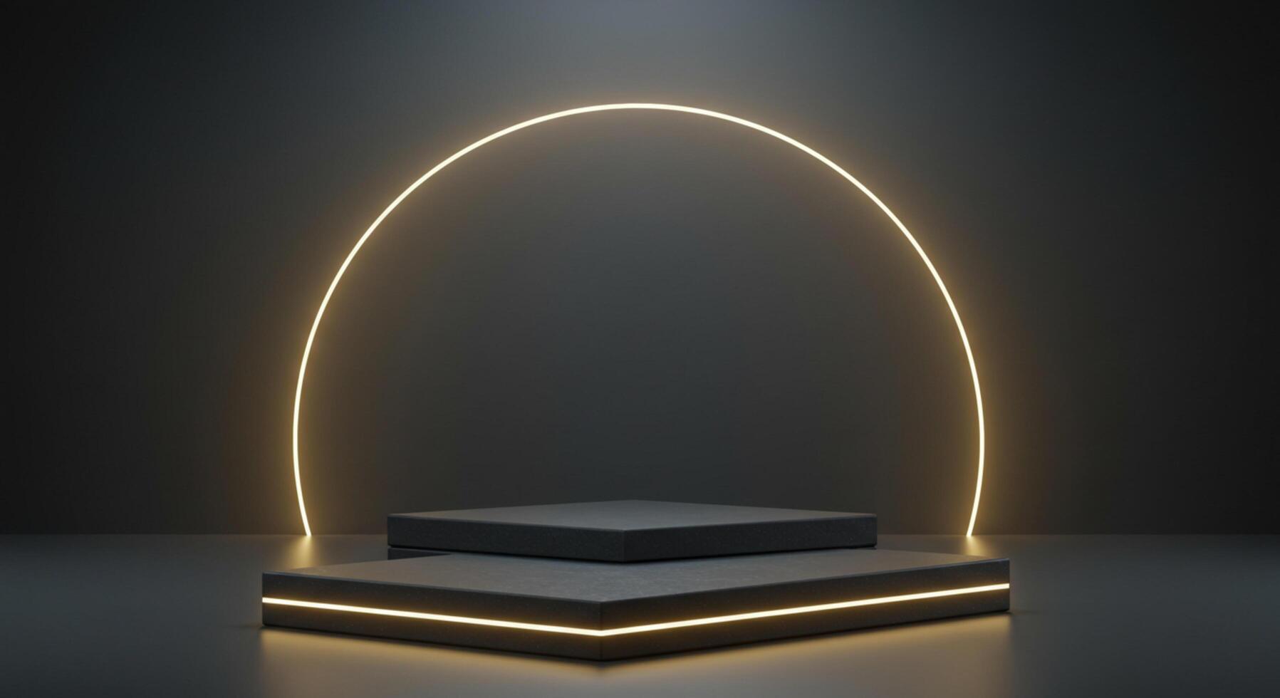 3d rendering of a stage with a glowing arch photo
