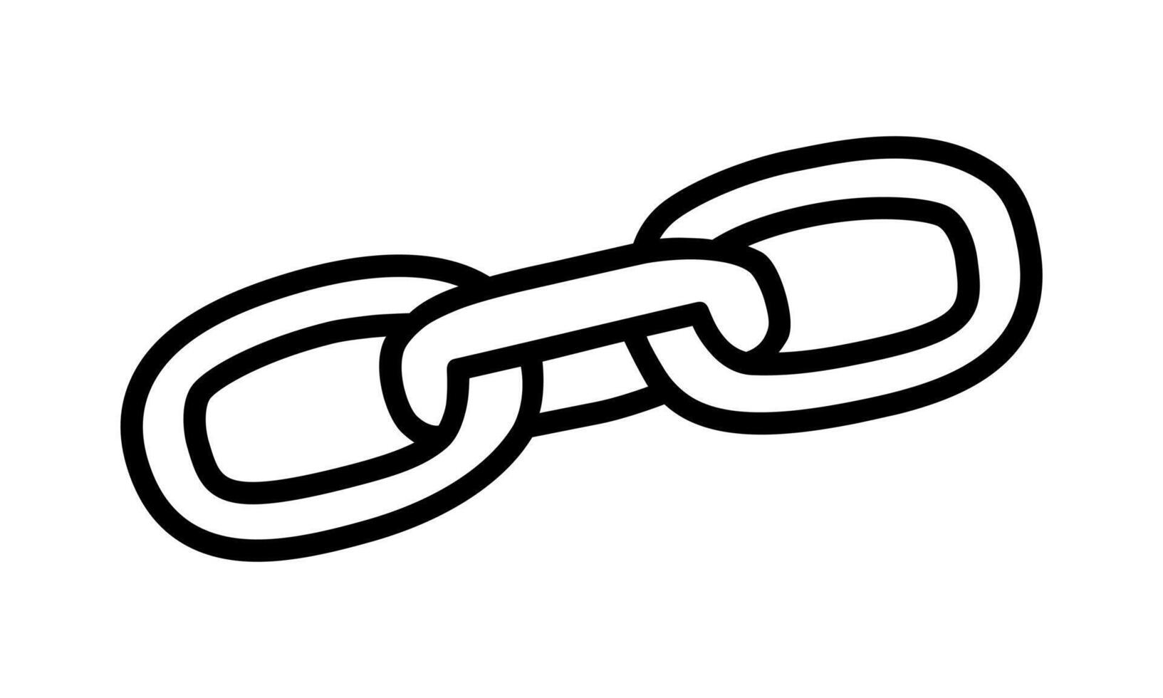 Hand drawn cute outline illustration of three connected links. Flat chain line art doodle. Slavery or habit icon. Network connection concept. Unity or consistency. Cooperation sign. Isolated. vector
