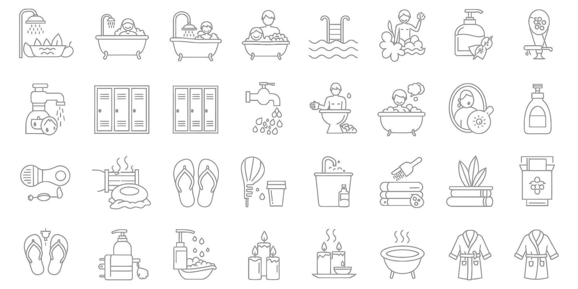Set of linear spa icons on white background vector