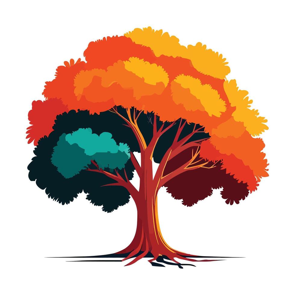 Autumnal Tree with Vibrant Colors A Beautiful Natural Scene vector