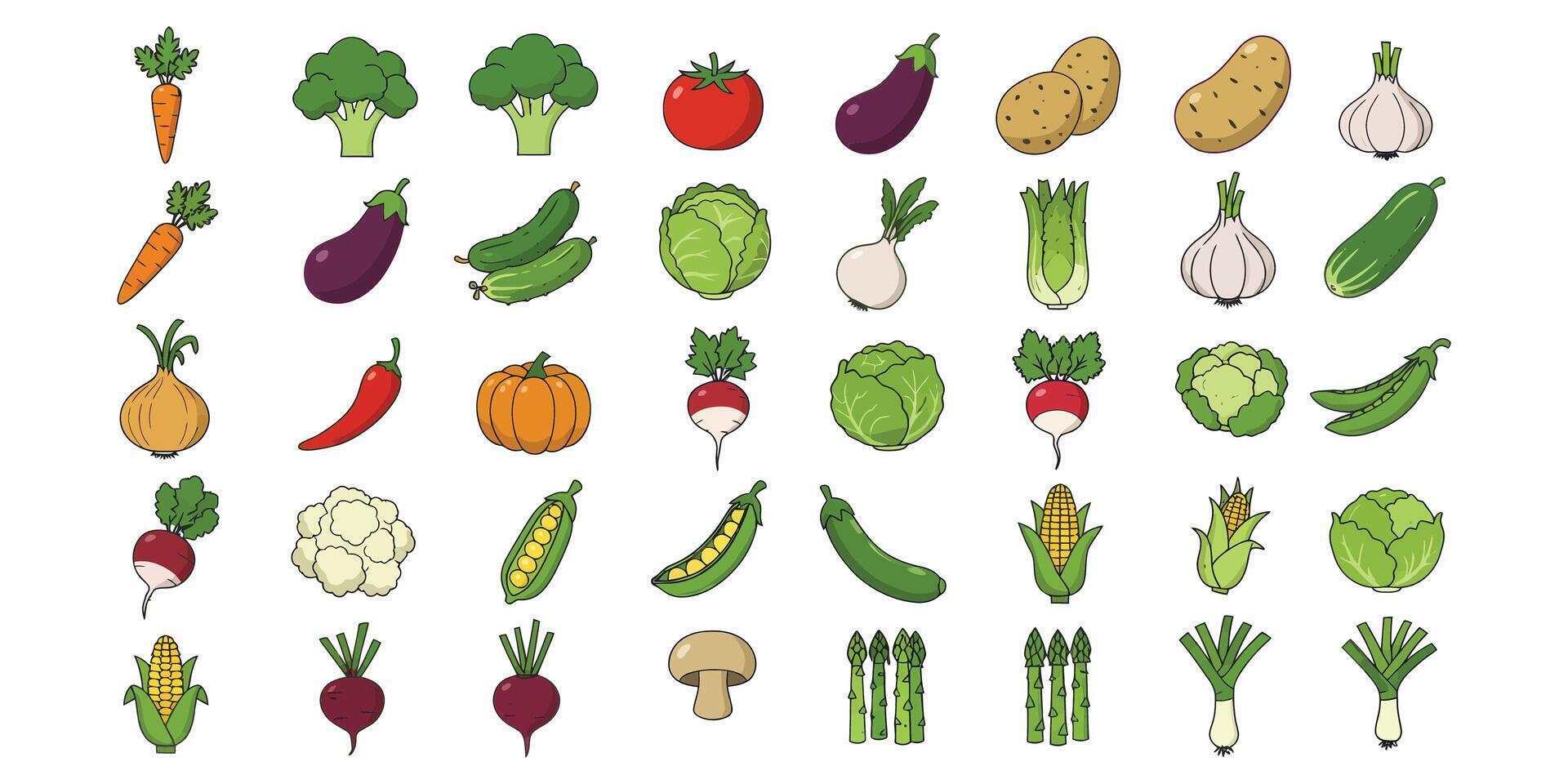 Pixel Art Vegetables Collection Carrots, Broccoli, Potatoes, and More vector