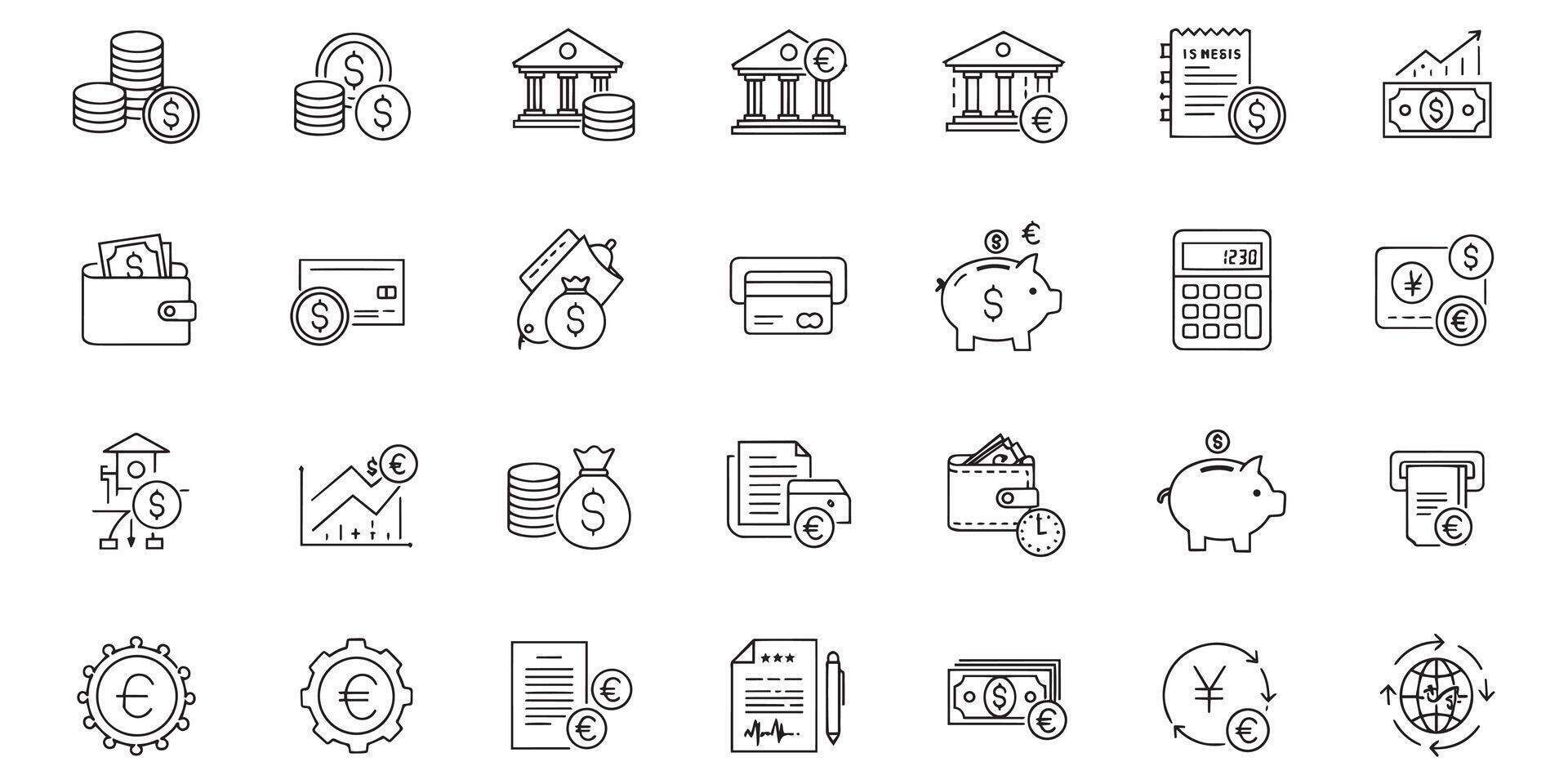 Business and Financial Icons Related to Banking vector