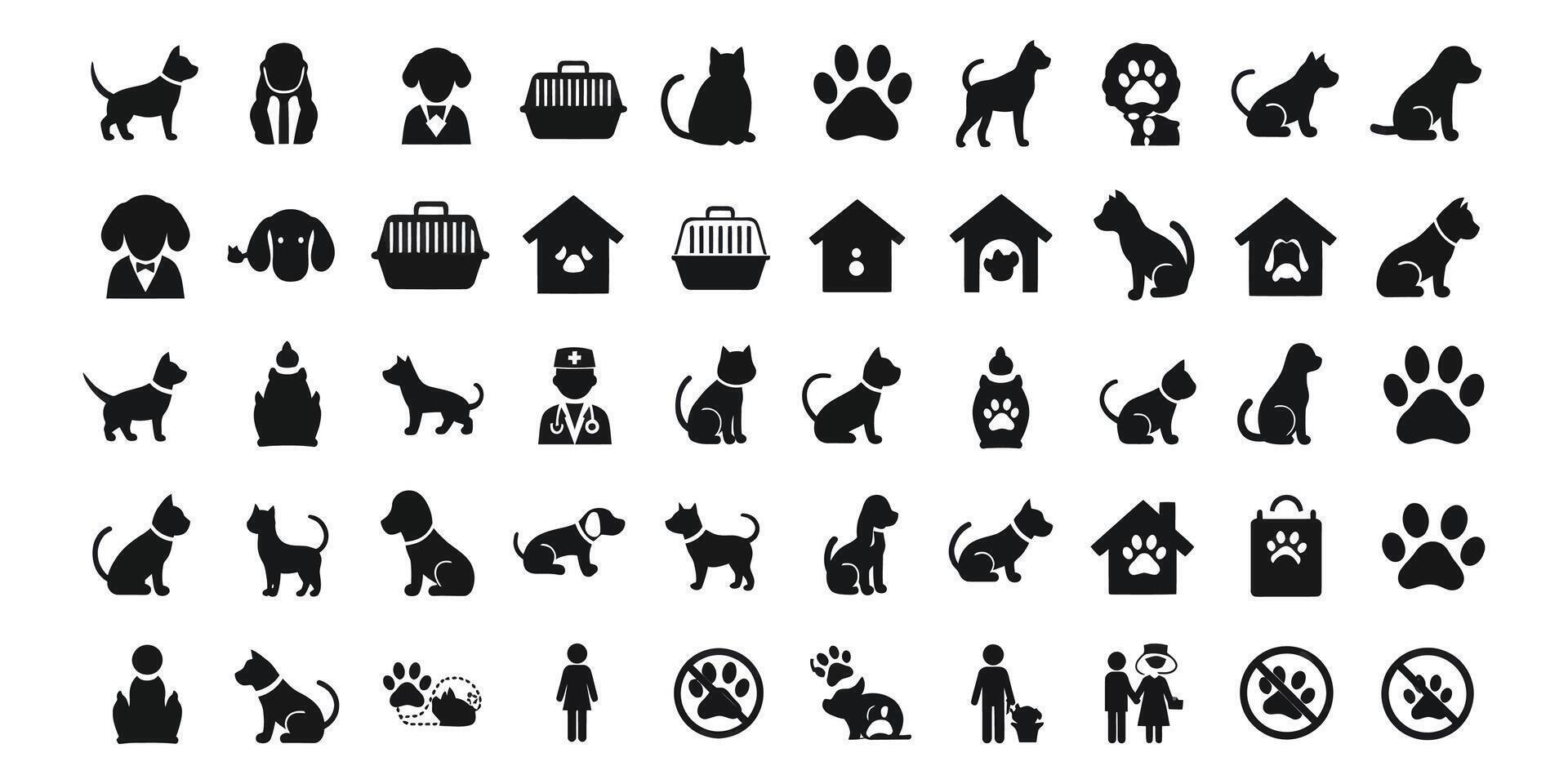A Collection of Pet Animal and Pet Care Icons vector