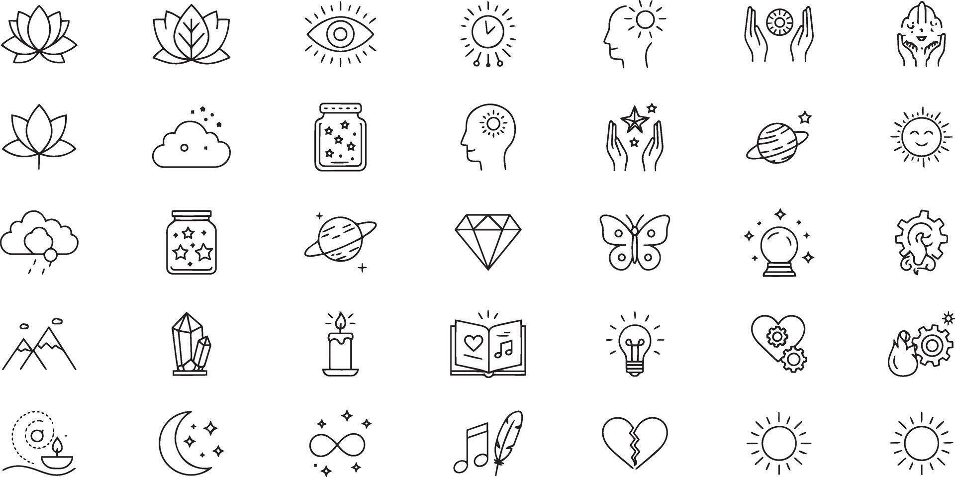 Assorted Mystical Symbol Icons and Concepts of Spiritual Elements vector