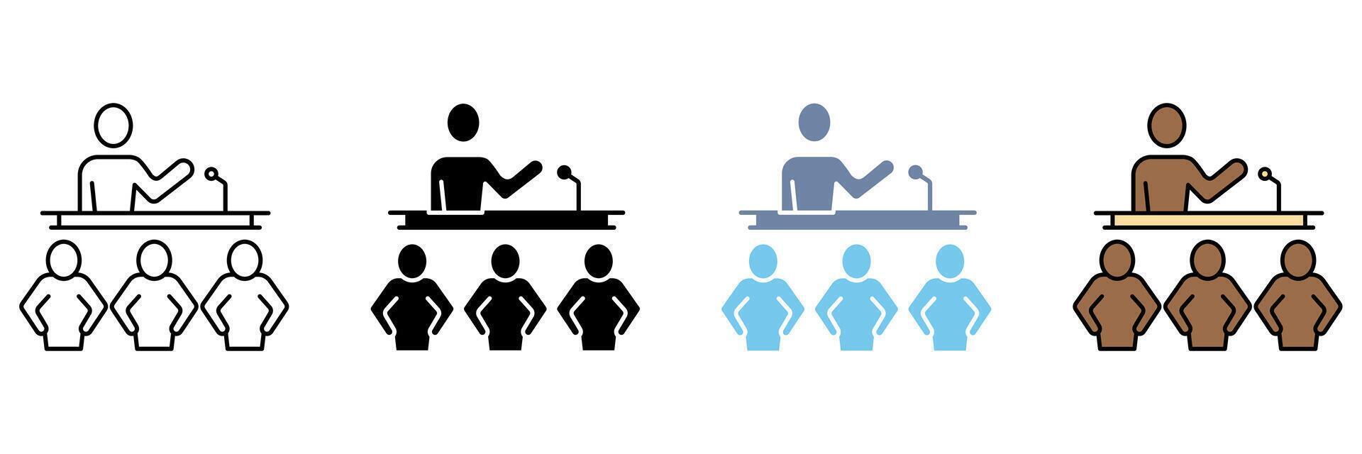 press conference concept line icon. Simple element illustration. vector