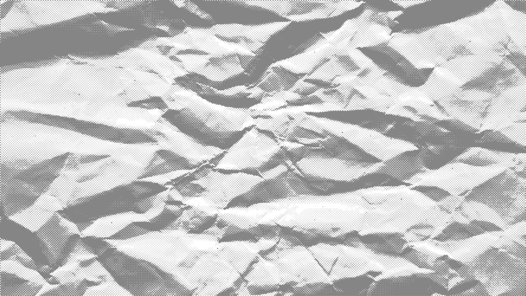 White and gray dusty paper textured background, sheet of crumpled dotted craft paper. Noisy gritty dot halftone effect, banner in grunge style, overlay. Paper recycling, reuse, template. vector