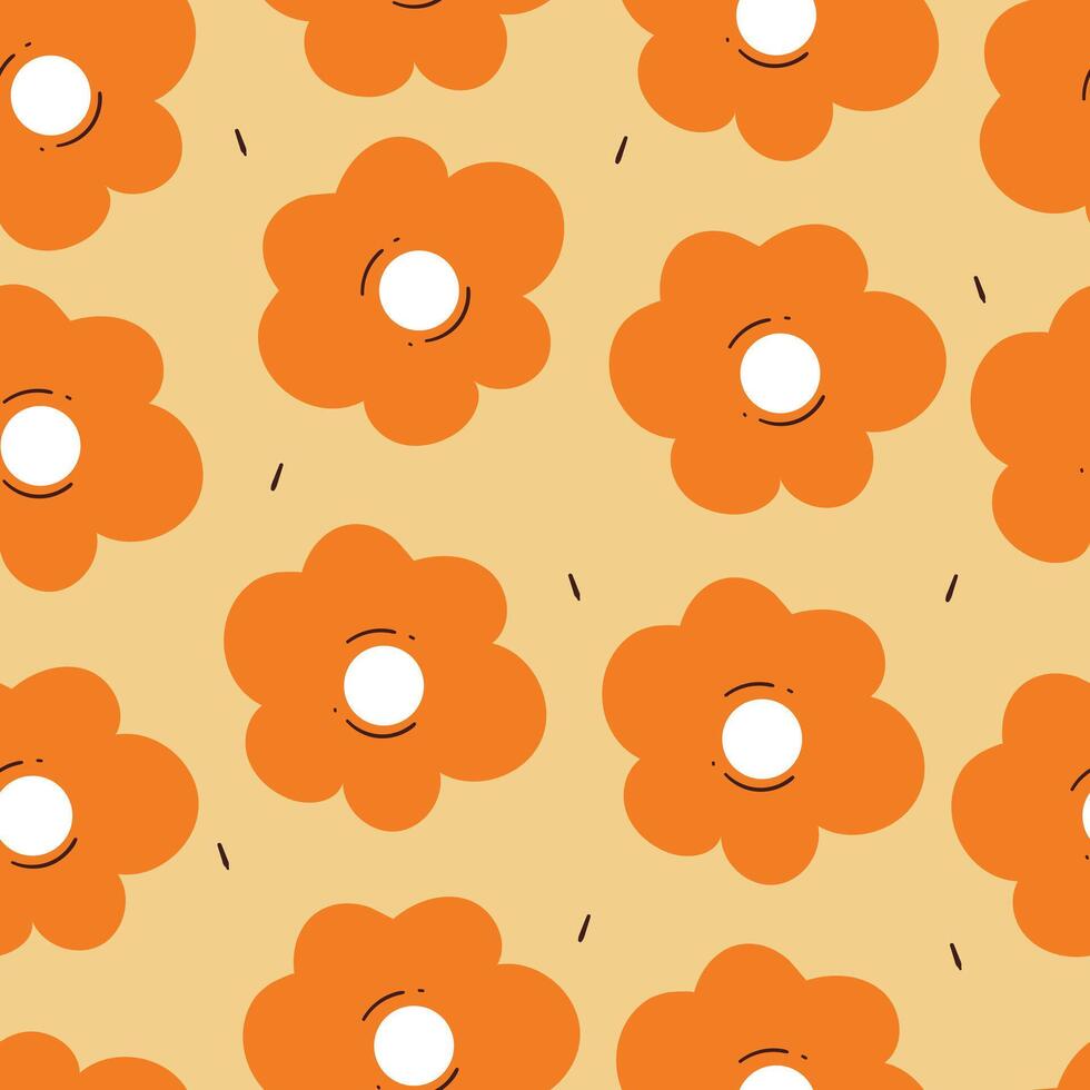 orange flower seamless pattern. cute botanical wallpaper and pattern for gift wrap paper vector