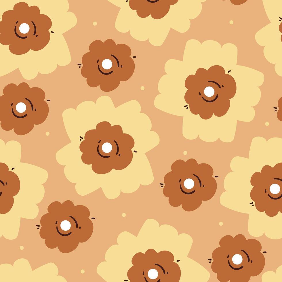 seamless pattern cartoon flowers and leaves. cute botanical wallpaper and pattern for plant gift wrap paper vector