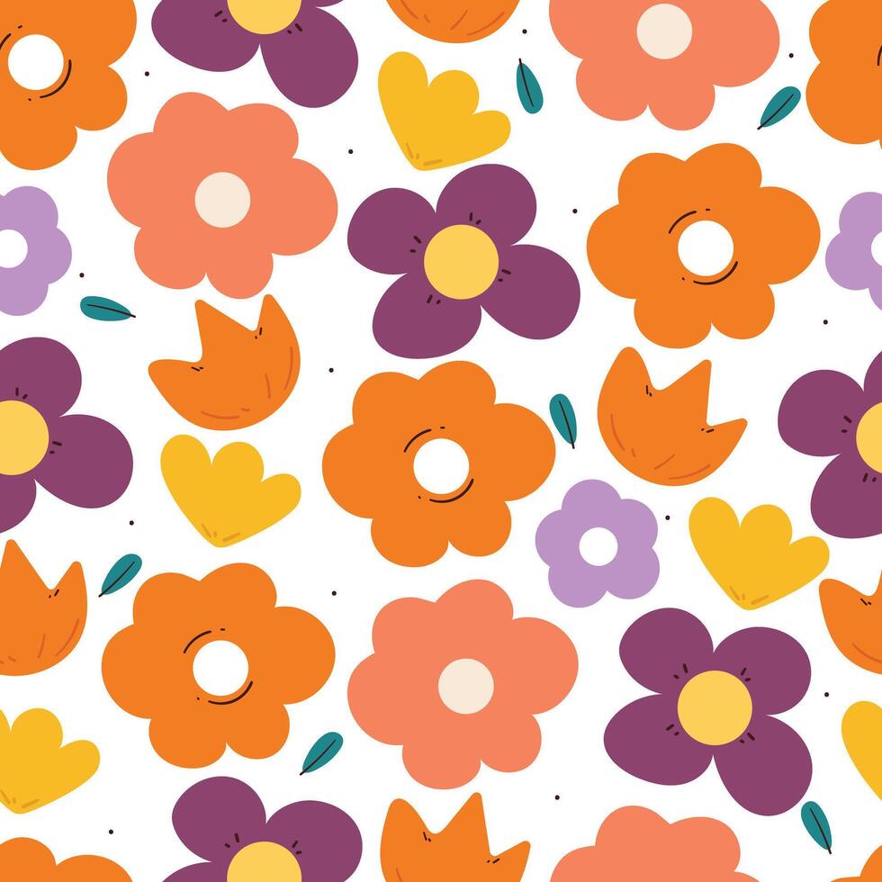 drawing cartoon flower seamless pattern. cute botanical wallpaper and pattern for gift wrap paper vector