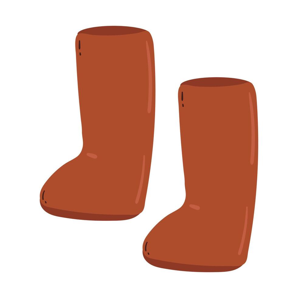 hand drawing cartoon boots. cute shoes drawing for sticker, icon vector