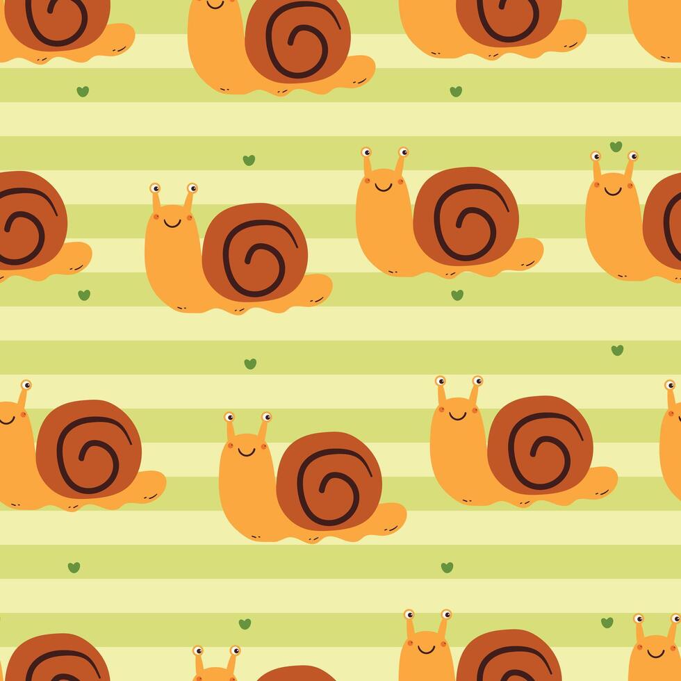 seamless pattern cute cartoon snails. cute animal drawing for wallpaper and background vector