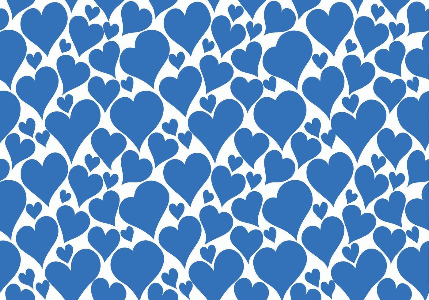 A Seamless Pattern of Many Blue Hearts on a White Background. vector
