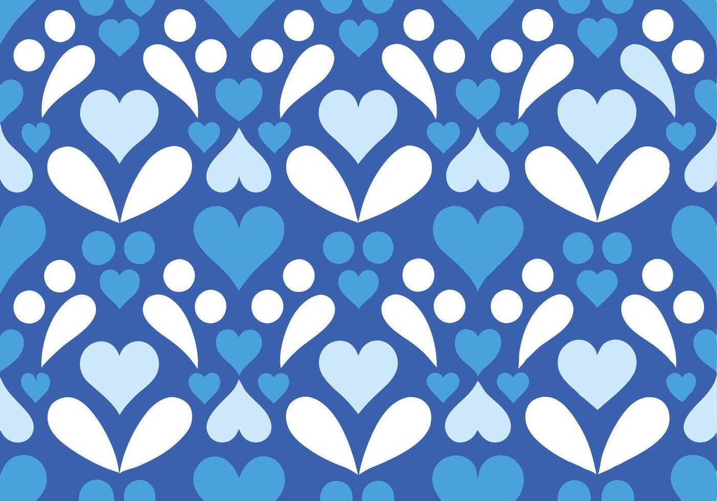 Blue White Heart Pattern Seamless Love Design Background Texture vector
