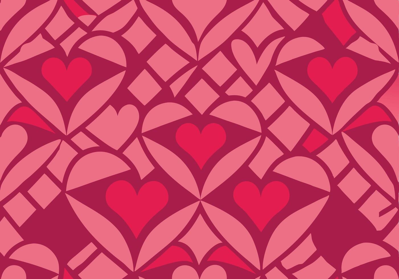 Abstract Pink Hearts Geometric Pattern Seamless Design. vector