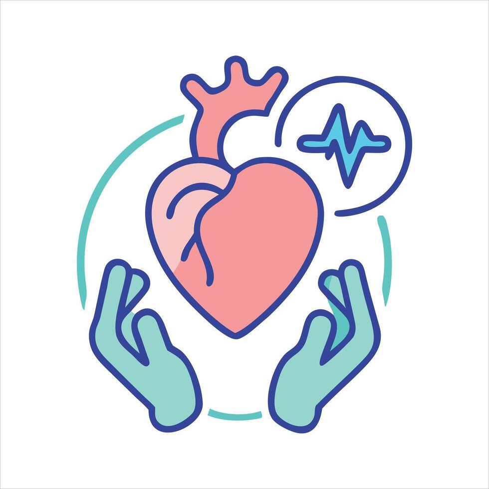 Heart Health Care Protecting, Monitoring, and Nurturing the Human Heart. vector