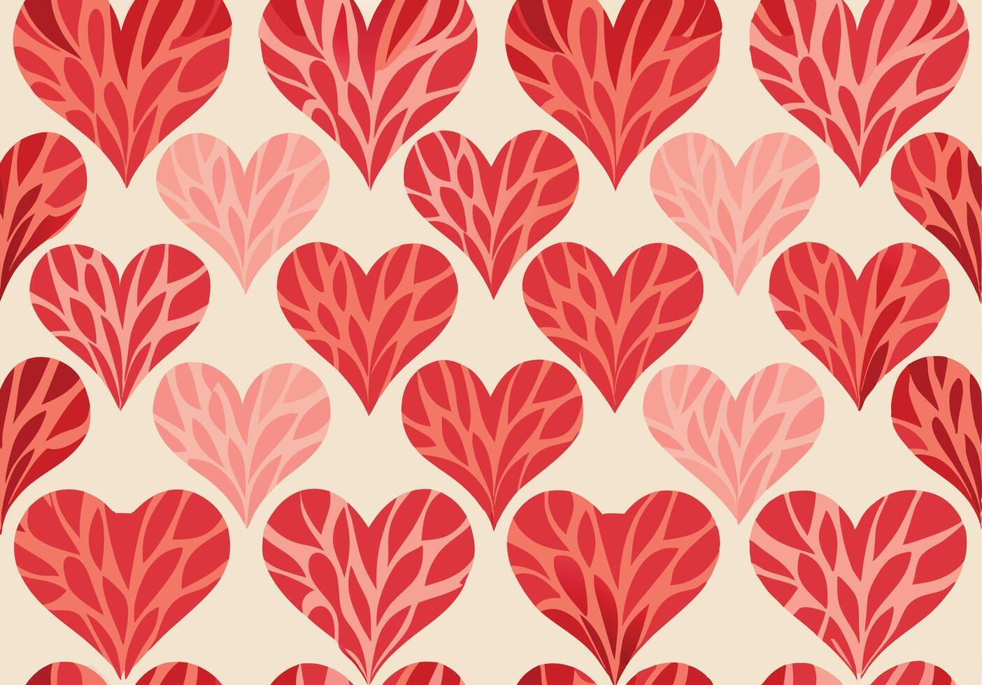 Romantic Red and Pink Heart Pattern, Valentines Day Design. vector