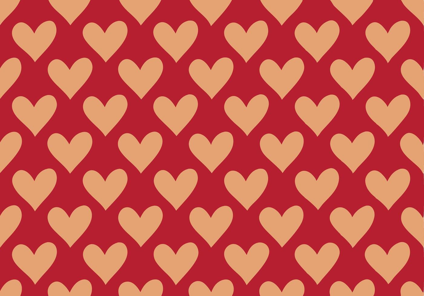 Romantic Red and Peach Heart Pattern Seamless Design. vector