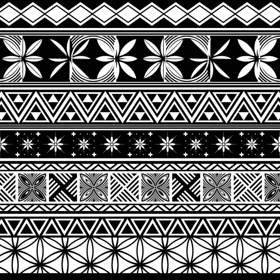 polynesia hawaiian tribal floral pattern ethnic ornaments art fabric carpet print pattern wallpaper black and white background vector