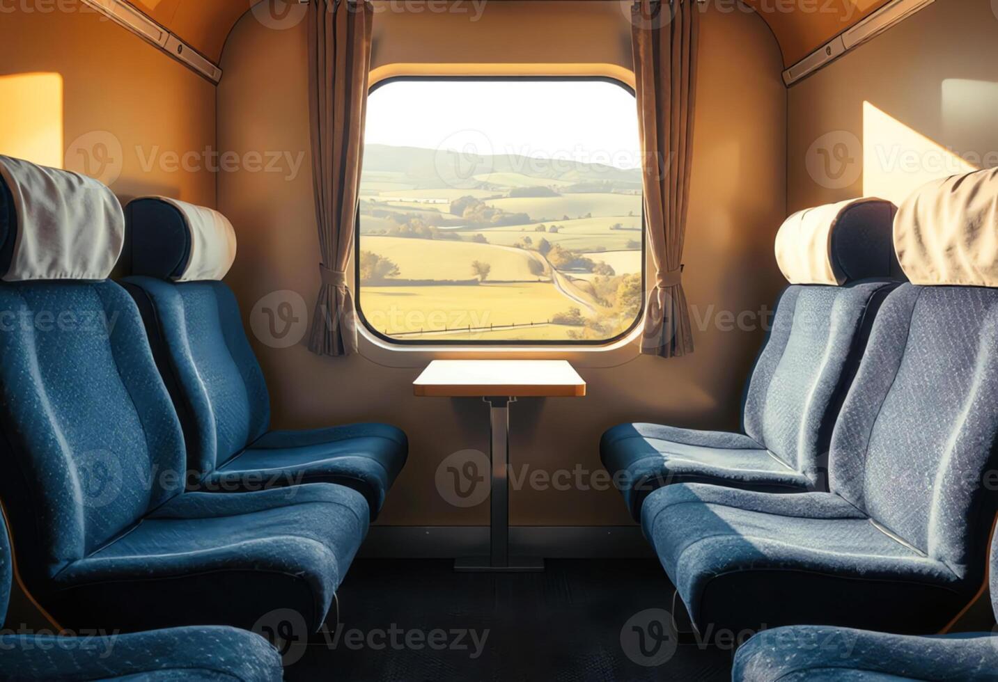 Scenic Train Journey Through Rolling Hills photo